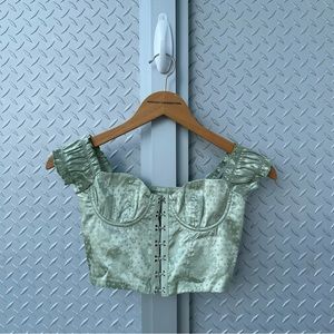 Green bustier crop top